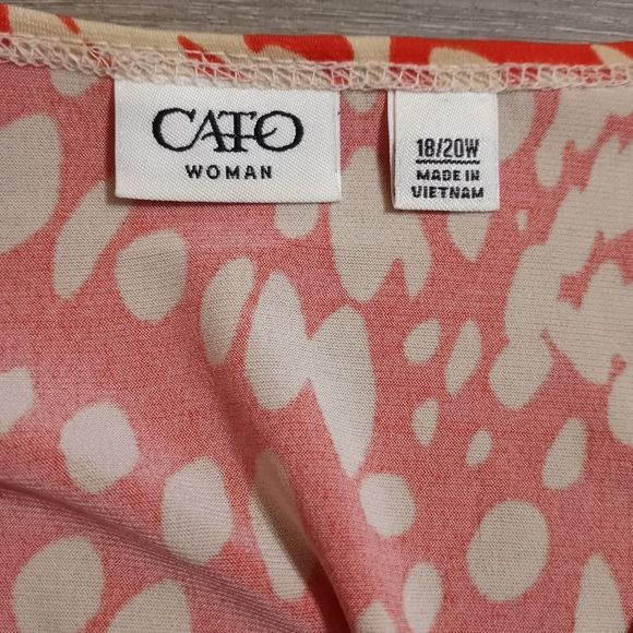 CATO Women's Wrap Dress Size 18/20W Orange/ Cream - Picture 7 of 12